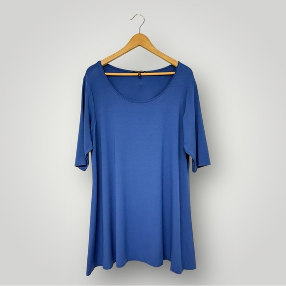 EILEEN FISHER Fine Jersey Scoop Neck Tunic Blue Sz 1X - Picture 1 of 8